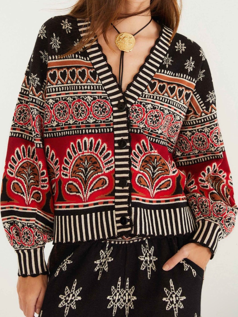 FARM Rio Ainika Love Coconut Groove Knit Cardigan Size Large NWT